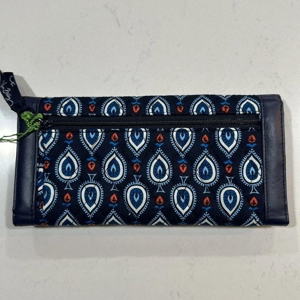 Vera Bradley Marrakesh Motifs Trifold Quilted Wallet in Navy Blue